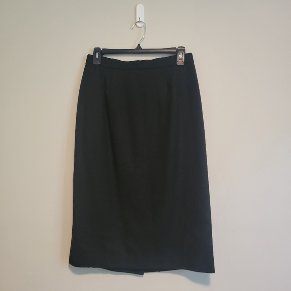 Michele Vintage Wool Skirt Size 10 Black Made in USA - Picture 1 of 6